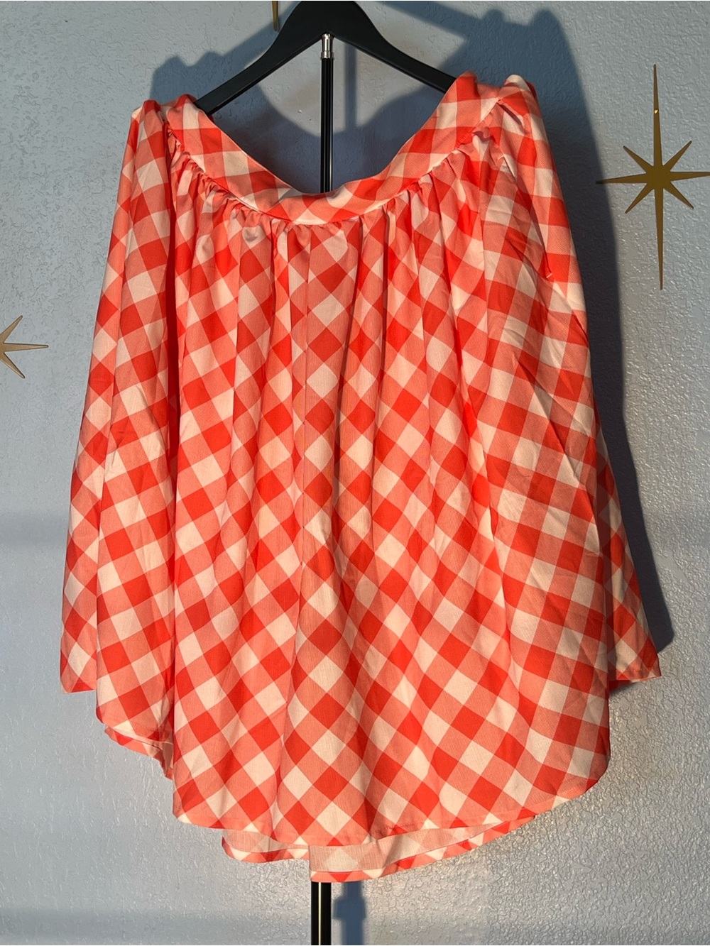 Unique Vintage Women's Peach & White Gingham skirt.